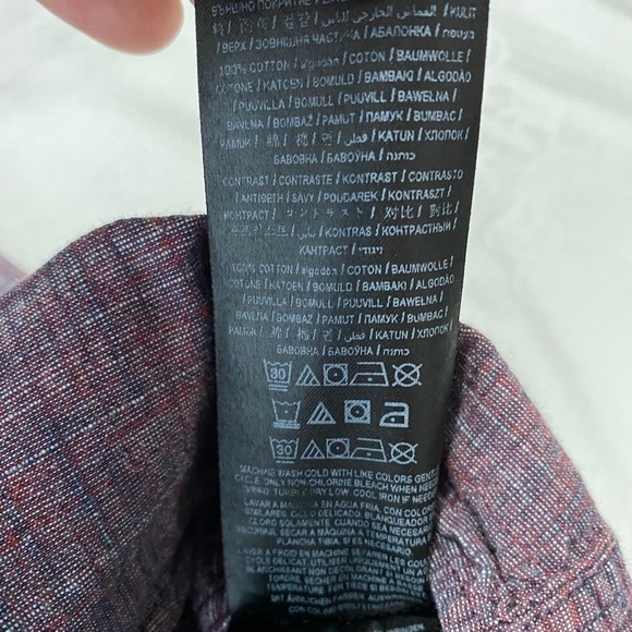 Guess Purplish-red Men's Fine Plaid Button Up Shirt Size Medium - Picture 7 of 11